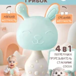 Прорезыватель грибок зайчик голубой для малышей