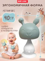 Прорезыватель грибок зайчик серо-голубой для малышей — изображение 5